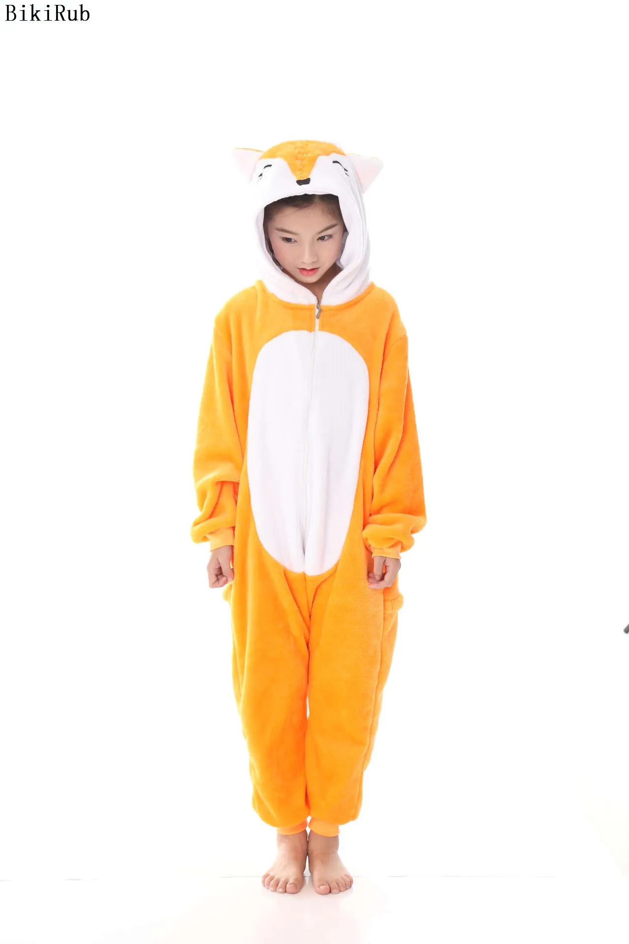 Детская Пижама BIKIRUB Kigurumi зимняя с капюшоном для мальчиков и девочек милый лиса