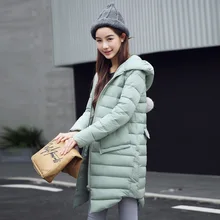 Ukraine Top Fashion Real Solid Zipper Thin 2016 Korean Winter Long Fashion Lady Down Padded Female