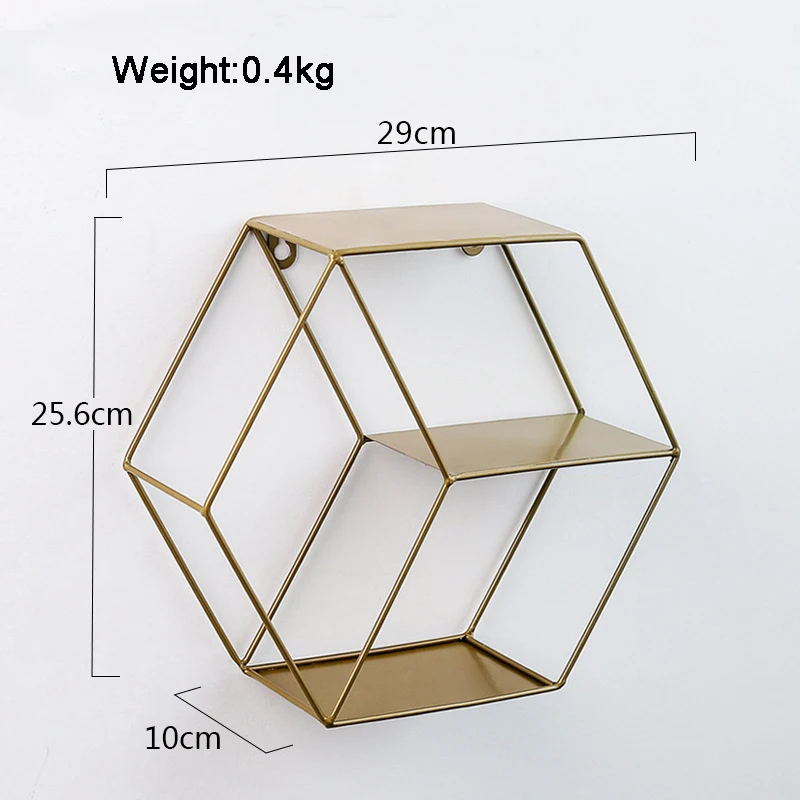 WHISM держатель для хранения с шестигранным подвесным орнаментом, железная настенная полка для гостиной, спальни, детской комнаты, домашнего декора