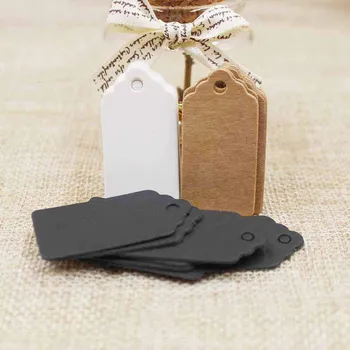 

100pcs 2018 hot sale new Packaging Label Brown Kraft/white/black Paper hangTags DIY Food Label Wedding Gift Decorating Tag 2*4cm