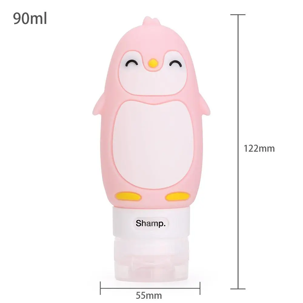 1 шт. 60 мл/80 мл/100 мл пустая силиконовая дорожная Упаковочный пресс-бутылка для лосьона шампунь для ванны небольшой емкости для пробников - Цвет: 90ml penguin