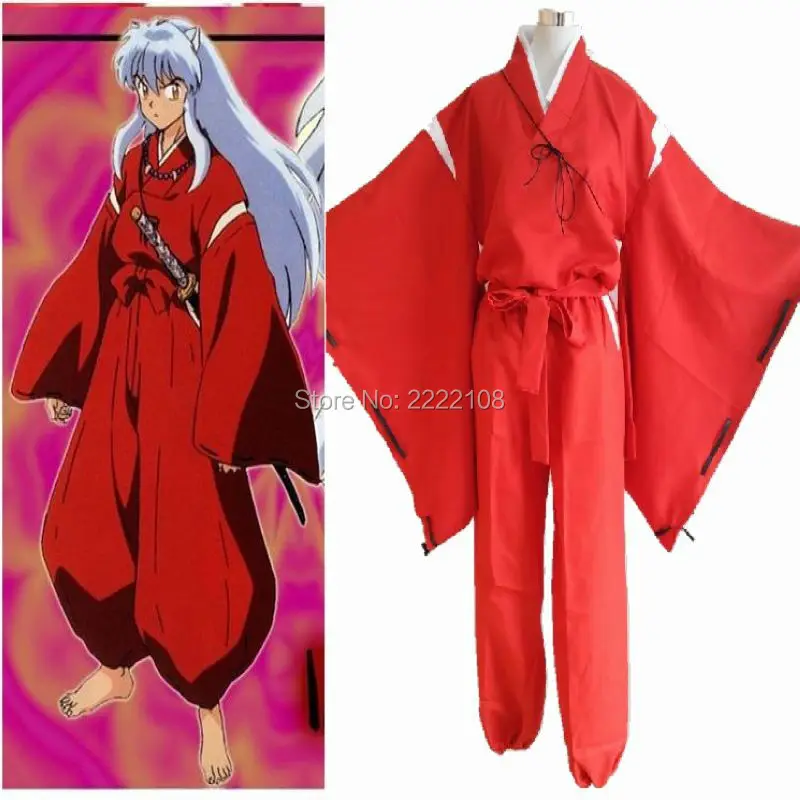 6 шт./компл. аниме Inuyasha Карнавальный Костюм Униформа красная кимоно Мужская