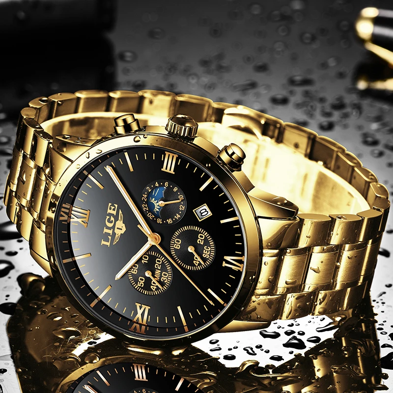 Relogio Masculino LIGE New Fashion Sport Top Luxury Brand Mens watches Waterproof Chronograph Stainless Steel Luminous Watch Men