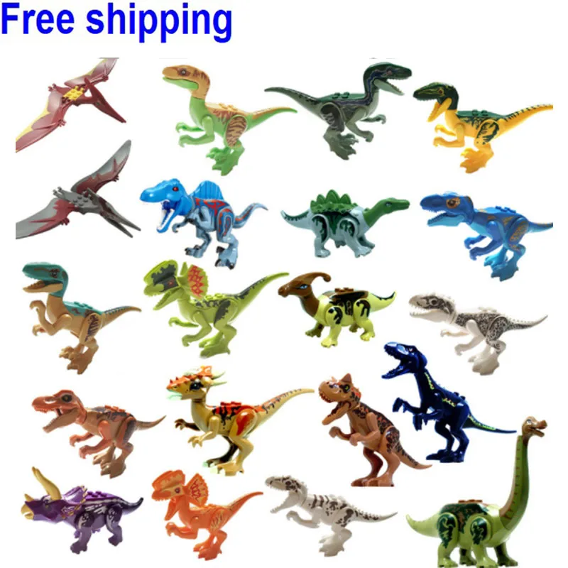 

Single legoing Jurassic Sale Dinosaurs park Pterosauria Triceratops Indomirus T-Rex World Figures Bricks Toys Building Blocks