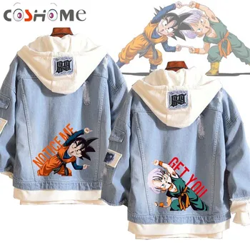 

Coshome Anime Dragon Ball Son Goten Trunks Hoodie Spring Denim Jacket Men Women Couple Coat Streetwear
