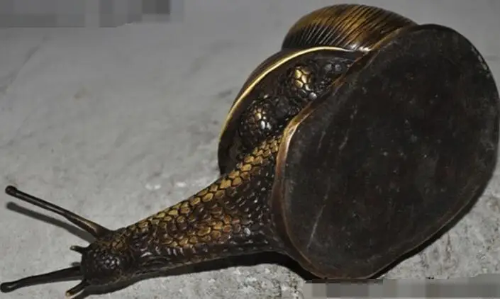

S0690 7" lucky chinese fengshui bronze Snails animal auspicious statue Decoration