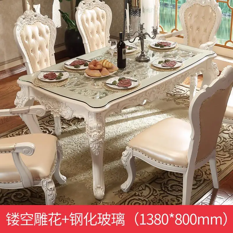 Французский дизайн мебель для столовой мраморный стол деревянная резьба наборы обеденных столов - Цвет: 1380