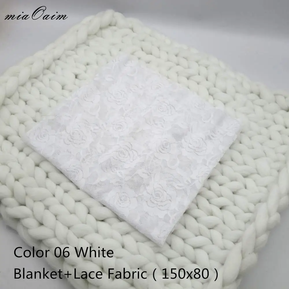 06 Blanket and Lace Одеяло ручной работы+ кружевная ткань+ трикотажная стрейч-обертка полный комплект для новорожденных реквизит для фотосессии приемная корзина-одеяло наполнение - Цвет: 06 Blanket and Lace