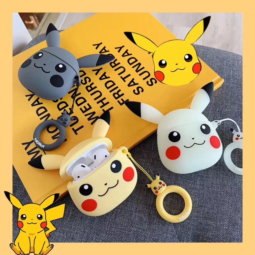 

Cute Pokemon Pikachu Wireless Bluetooth Earphone Case For Apple AirPods 2 1 3D Silicone Headphones Protective Cover Coque