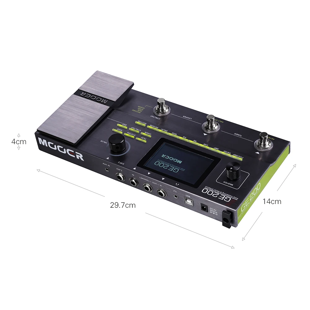 MOOER GE200 Guitar Pedal Amp Modelling & Multi Effects Pedal 55 Amplifier Models 70 Effects 52s Looper 40 Drum Patterns