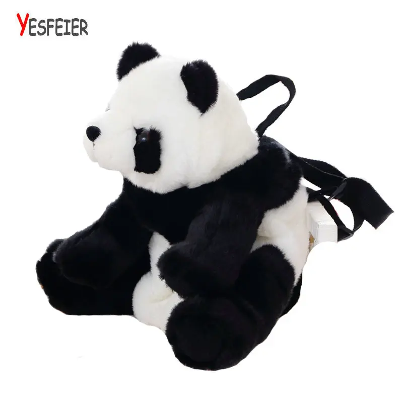 Best 1pc 35*22cm cartoon panda animal plush doll backpack shoulder bag Satchel boy girl toy Gift for baby