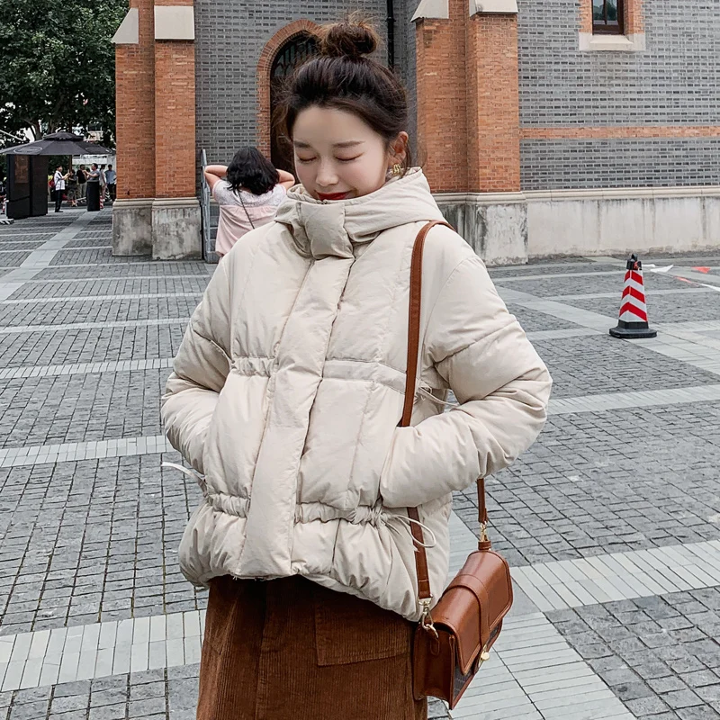 Orwindny зимняя куртка женская с капюшоном короткая женская куртка толстые теплые парки Стеганое пальто на шнурке Женская casaco feminino