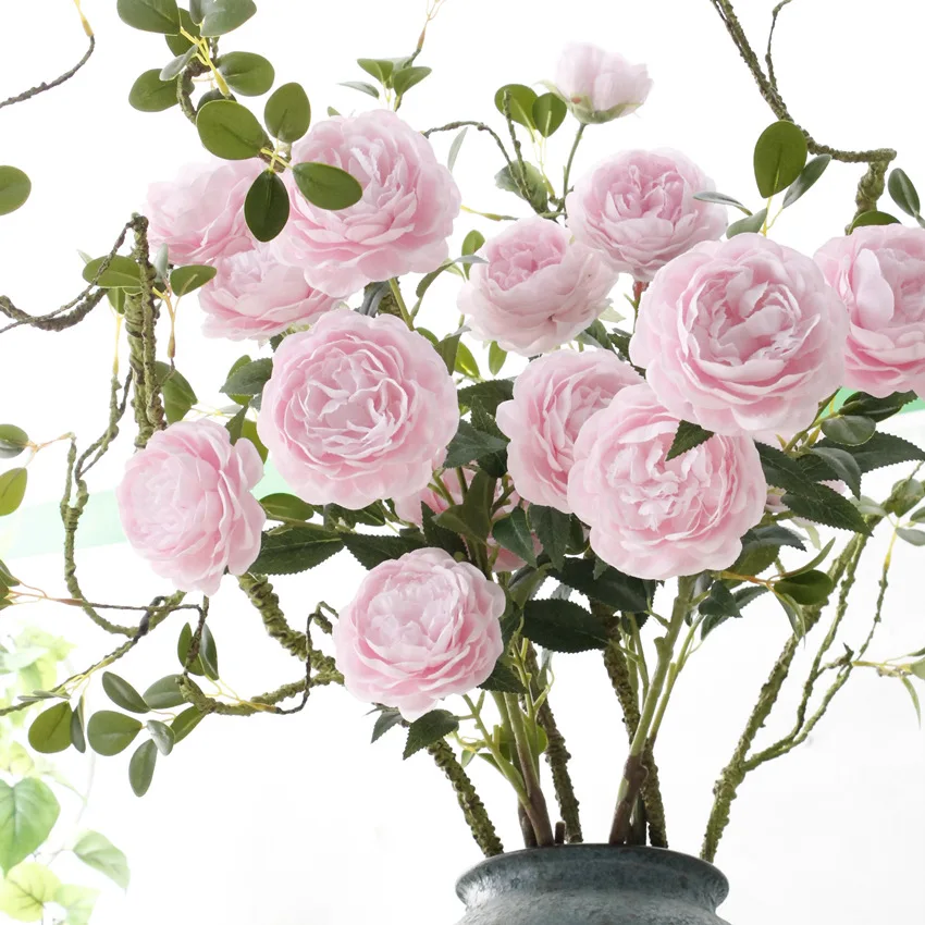 artificial flower peony silk rose wedding home decoration white pink red   (26)
