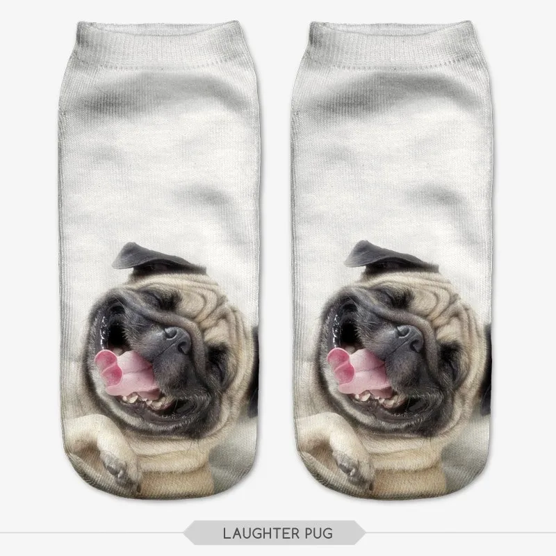 ZHBSLWT на одной стороне 3D Печатный чехол pug Life Для женщин носки calcetines Повседневное характер носки Укороченные носки унисекс - Цвет: 3
