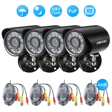 OWSOO 4 шт. 720 P 1500TVL AHD Водонепроницаемая камера видеонаблюдения 24 шт. инфракрасные лампы ночной вид+ 4* 60ft кабель наблюдения для домашней безопасности
