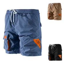 Мужские шорты, модные однотонные комбинезоны с карманами и пуговицами, ветрозащитные комбинезоны, шорты, короткие мужские шорты