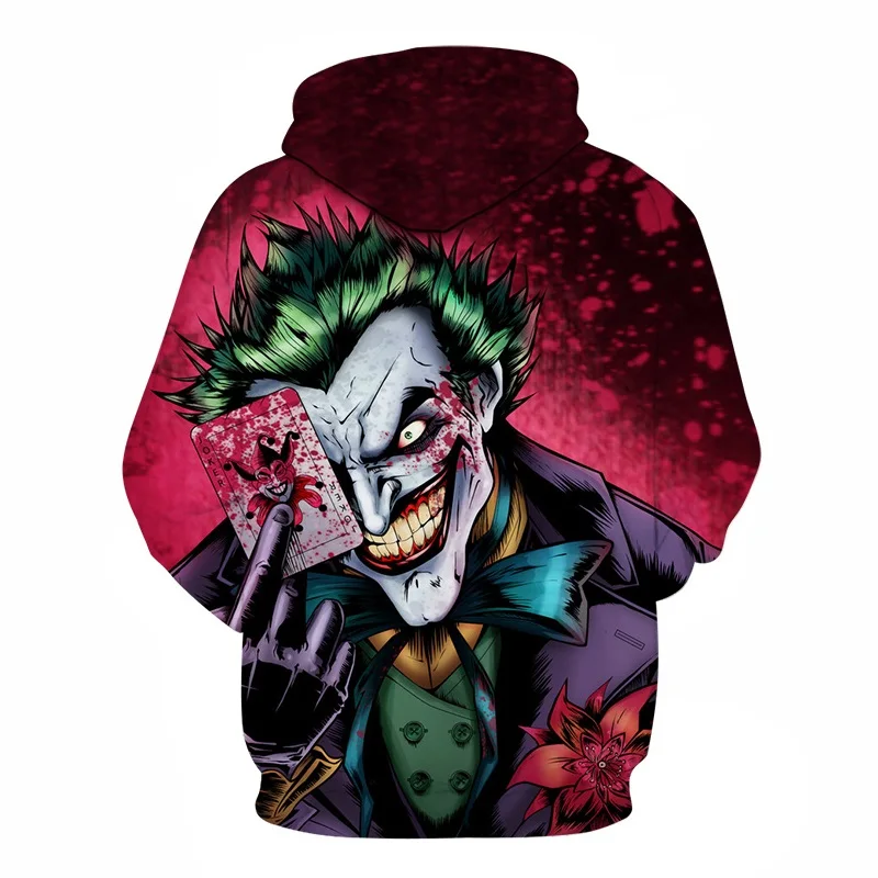 Мужская толстовка с капюшоном Joker Poker свитшот 3D принтом в стиле хип хоп уличная