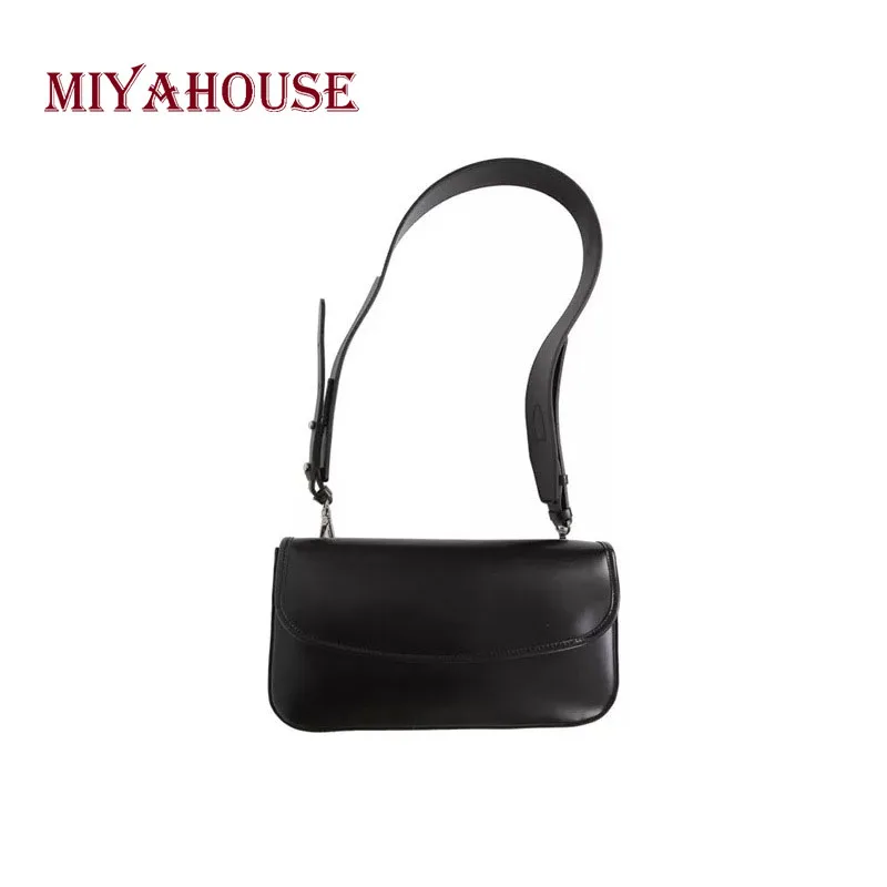 

Miyahouse Fashion Shoulder Bag With Wide Strap For Women Casual PU Leather Messenger Bag Candy Color Crossbody Bag For Female