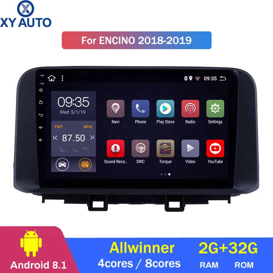 Flash Deal 10.1 inch 2.5D IPS HD multi-touch screen Android8.1 2G RAM 32G ROM NAVI for Hyundai ENCINO 2018-2019 with BT USB WIFI SWC 0