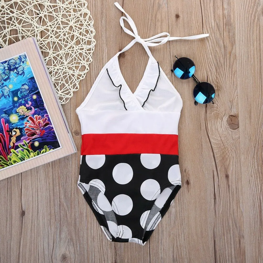 

Kids Girls Fashion Polka Dot Patchkwork Swimsuit Bikini Beach Bathing Swimming
