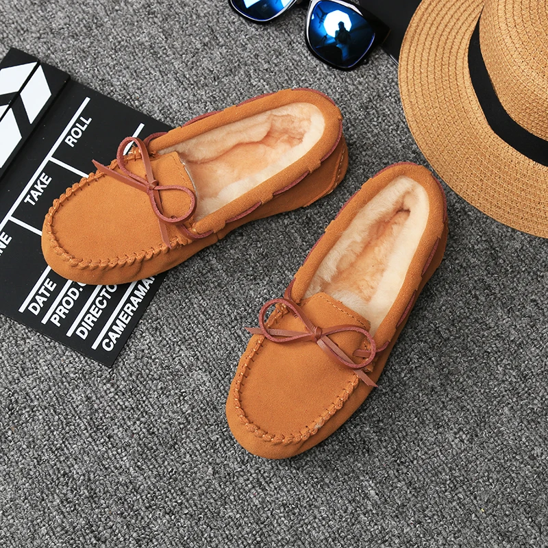 Mocassins Glissement Chaussures Photo 100 Véritable As De Appartements Peluche Dame En Plates Photo Cuir as Femmes Souliers Hiver Chaud 2018 Sur Simple adqnBPPw