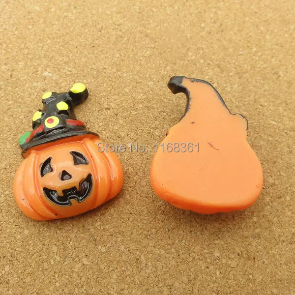 1pcs/lot resin flat back Halloween pumkin with hat 27mm Cabochons Hair Bow Center DIY Christmas decration C115-9
