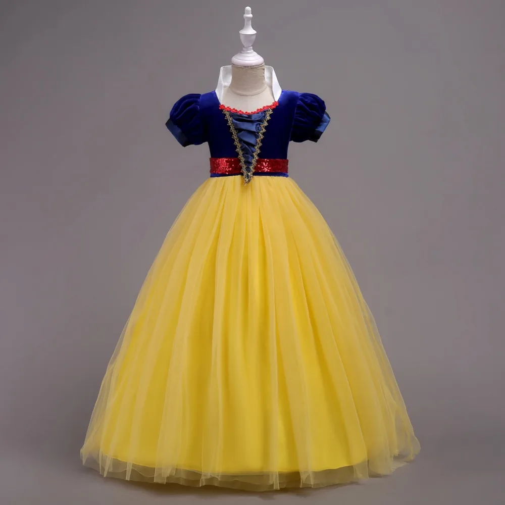 

Girl Yellow Short Sleeve Cinderella Dress Red Elegance Dress Child Each Beautiful Princess Dress Birthday Party Word Dress Shoul
