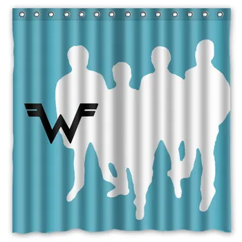 

weezer Printing Waterproof Shower Curtain 100% Mildewproof Polyester Fabric Bath Curtains 72x72inch With 12 Hooks