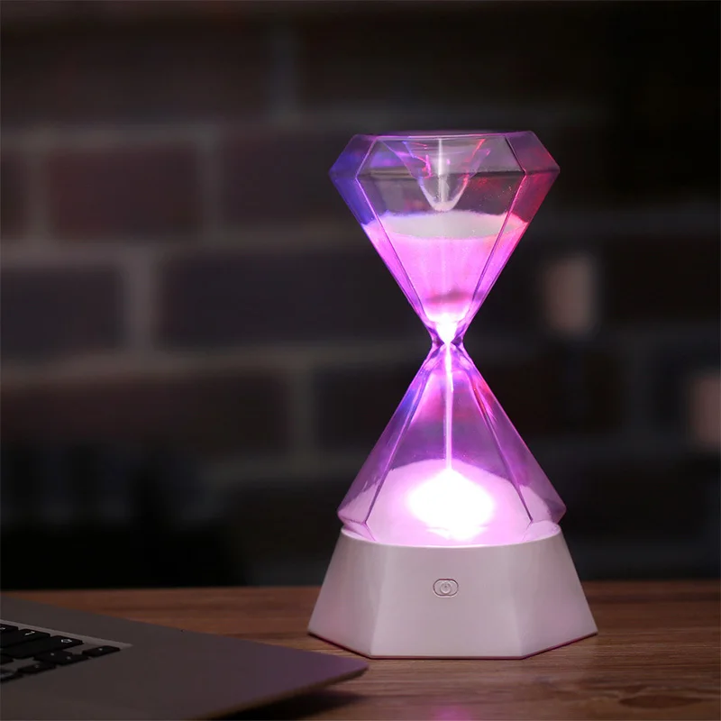 Colored Night Lamp Diamond RGB Hourglass Sandy Clock Hourglass Timer 15