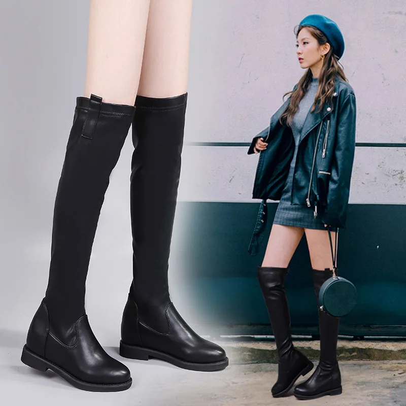 

Sweet Brand Women Shoes Woman Boots Spring/Autumn Basic PU Slip-On Solid Turned-over Edge Square Heel Turned-over Edge A567