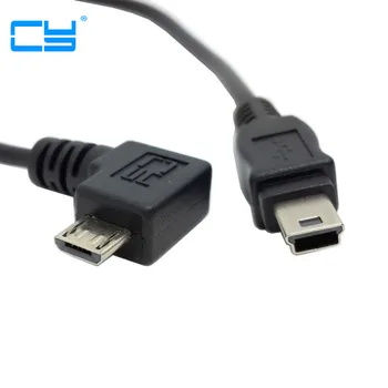 

Mini USB male 5pin to 90 Degree Right Angled Micro USB Male 5pin data charger cable 20cm Black color