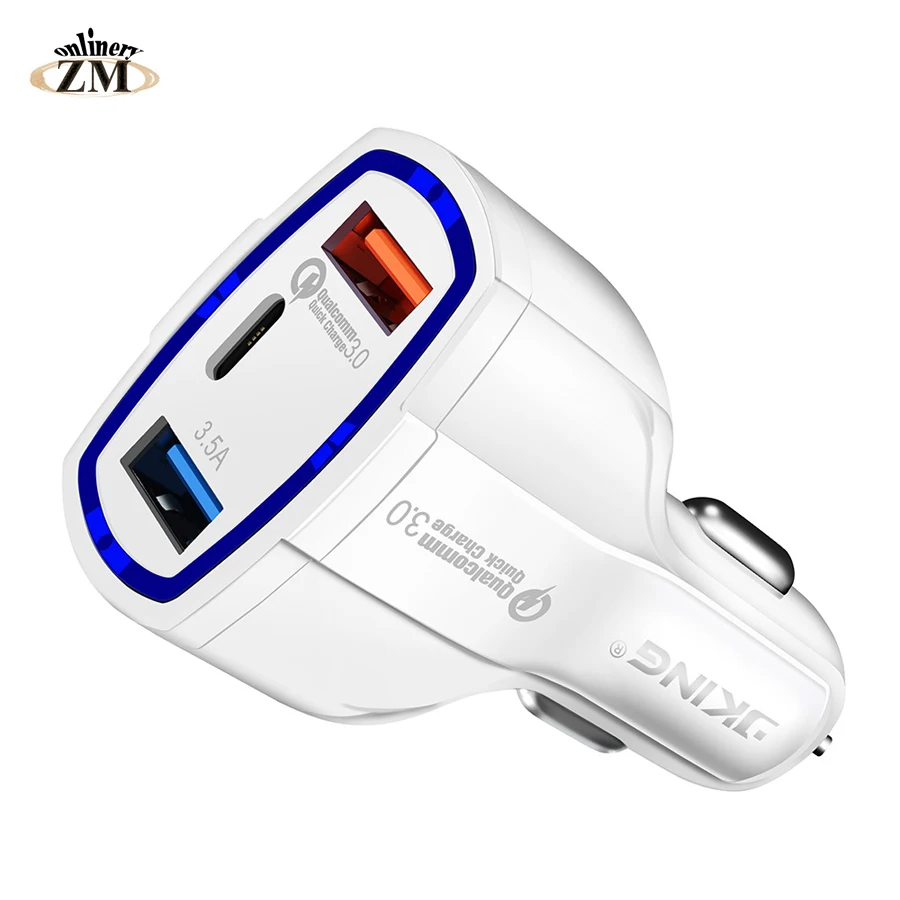 

ZMonlinery USB QC3.0 PD Vehicle Automobile Mobile Phone Charger 3 Port USB Fast Car Charger for Samsung huawei vivo Tablet PC