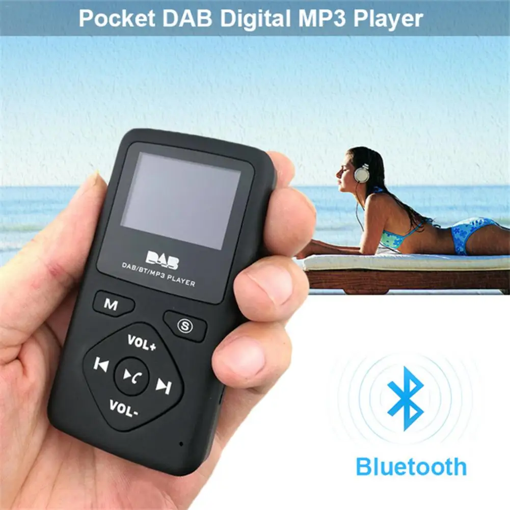 Карманный DAB портативный цифровой радио с Bluetooth MP3-плеер для пеших прогулок бега спорта - Цвет: Black