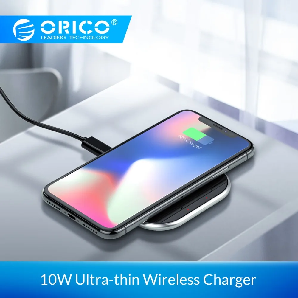 ORICO 10W USB Wireless Charger for Samsung Galaxy S7 / S8 / S9 Fast USB Wireless Charging for iPhone X