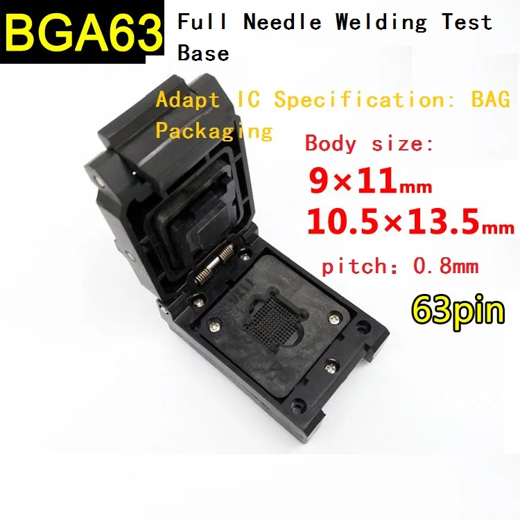 BGA63 0,8-pitch гнездо флип шрапнель испытательное сиденье заполнено 63-pin сквозное отверстие сварное старение сиденье
