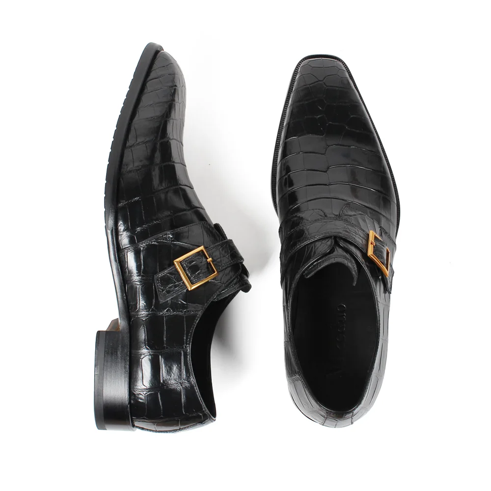 Vikeduo Для мужчин сумка ТЗ крокодилиевой кожи, обувь черного цвета в клетку Мужские модельные туфли; модная обувь ручной работы свадебное торжество деловая встреча Мужская обувь