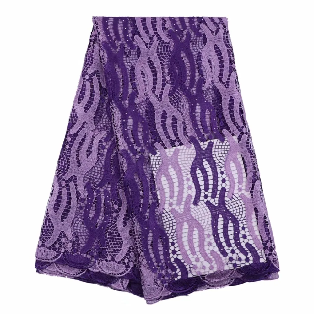 

African Guipure Lace Fabric 2017 Africain Guipure Chemical Lace Purple Nigerian Water Soluble Guipure Lace For Wedding