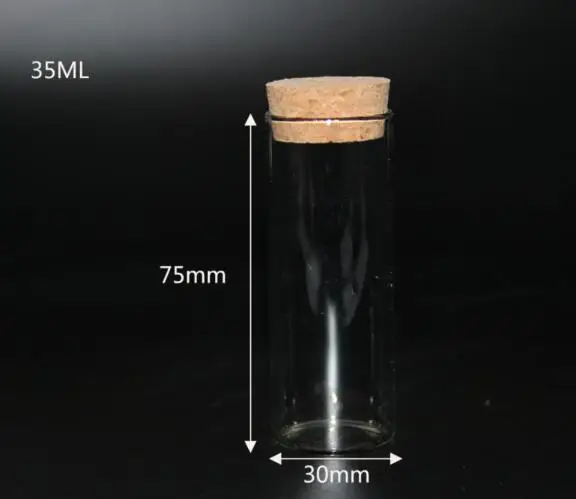 10 шт./лот 15 мл 20 мл 30 мл 35 мл 40 мл 50 мл 60 мл стеклянная пробирка Террариум с пробковой пробкой бутылка для хранения специй контейнеры банки - Цвет: 30 75mm 35ml