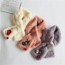 Новинка; Детский Рождественский теплый шарф из искусственного меха; пушистые шарфы; сезон зима-осень-весна; симпатичный шарф для маленьких мальчиков и девочек