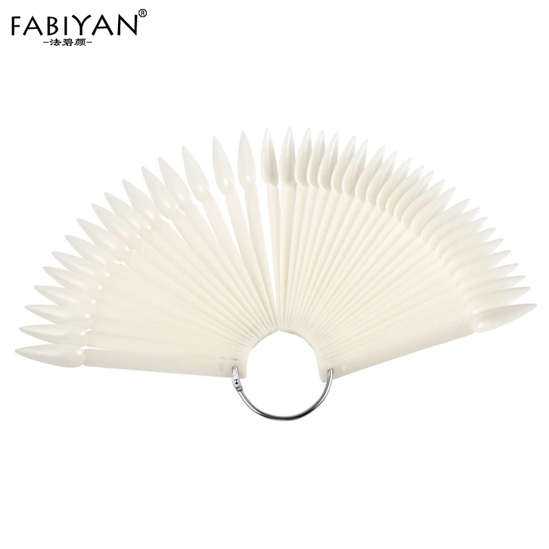 

40Pcs Nail Art False Tips Sharp Shaped Polish Gel Color Palette Display Practice Card Manicure Tools Nature Clear Black White