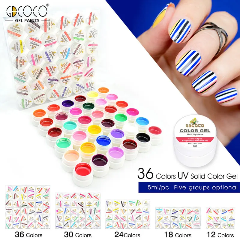 #20204 GDCOCO nail art design 36 color 5ml uv soak off paint uv gel ink