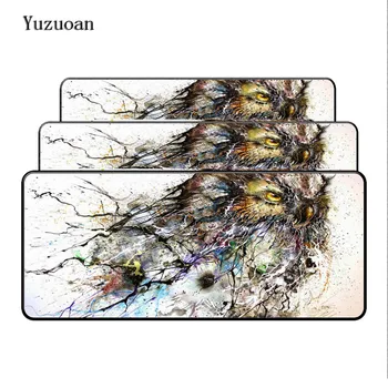 

Yuzuoan Cute owl Optical Anti-slip Mouse pad PC Computer Notebook watercolor Mousepad Locking Edge Gaming Mice Mat 300*600*2mm