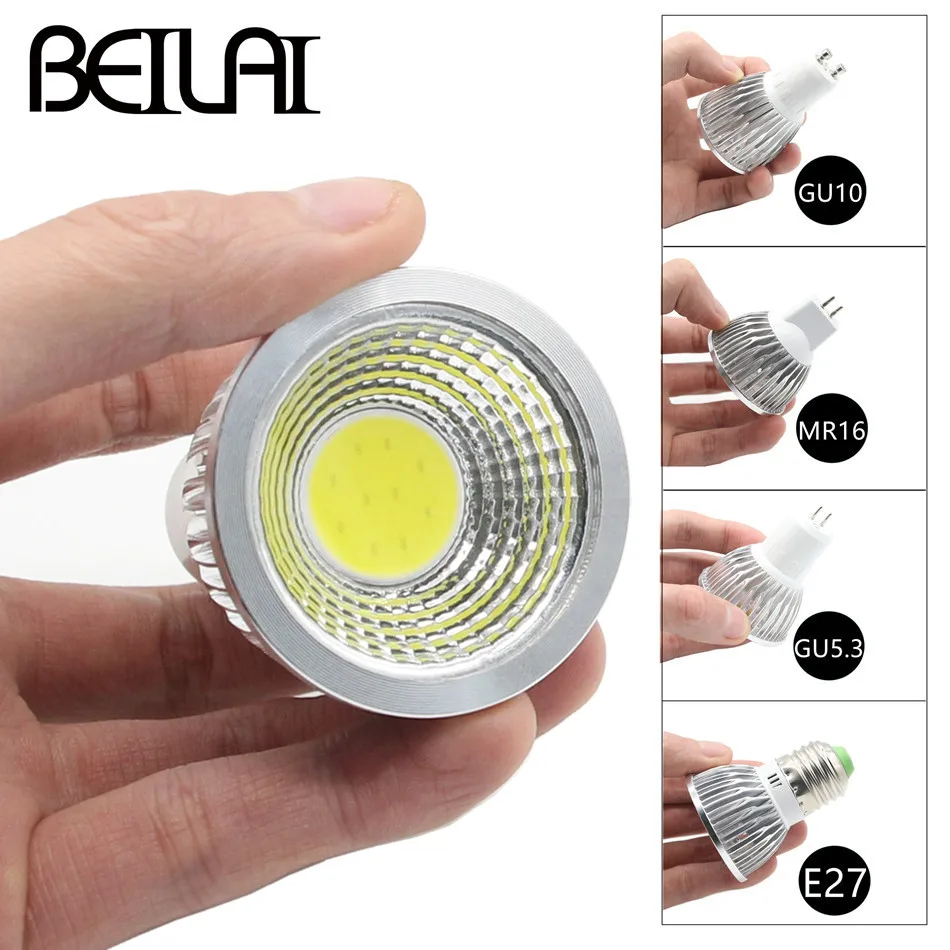 

BEILAI 10PCS Dimmable LED Spotlight GU10 85-265V 3W 5W 7W COB LED Lamp E27 220V 110V Spot Candle MR16 12V LED Bulbs Light Luz