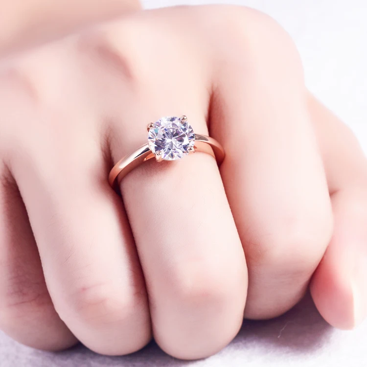 TONGLiN Классический стерлингового серебра 925 2ct кольцо из розового золота Помолвочное кольцо с бриллиантом для один и только любовь подарок жене