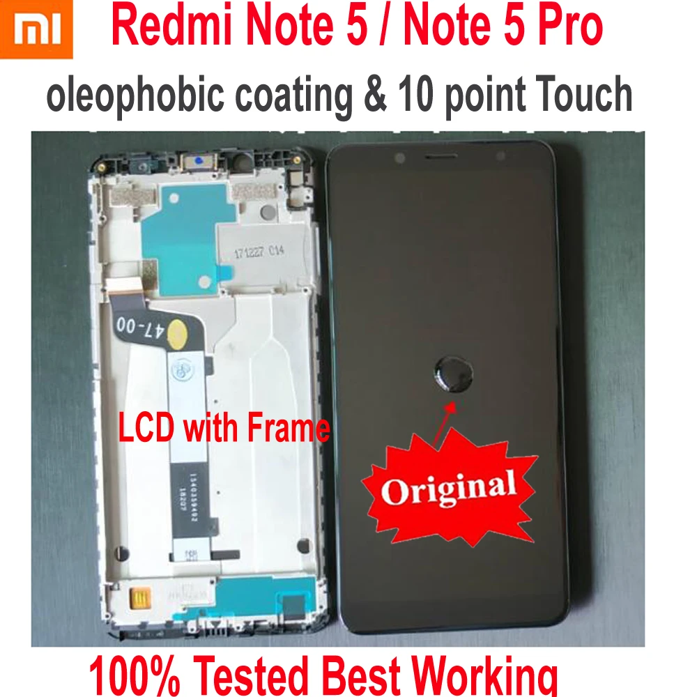 Beste Originele Beste Xiaomi Redmi Note 5 Pro MEG7S LCD Display 10 Point Touch Screen Digitizer Vergadering met Frame Hongmi Note5 sensor