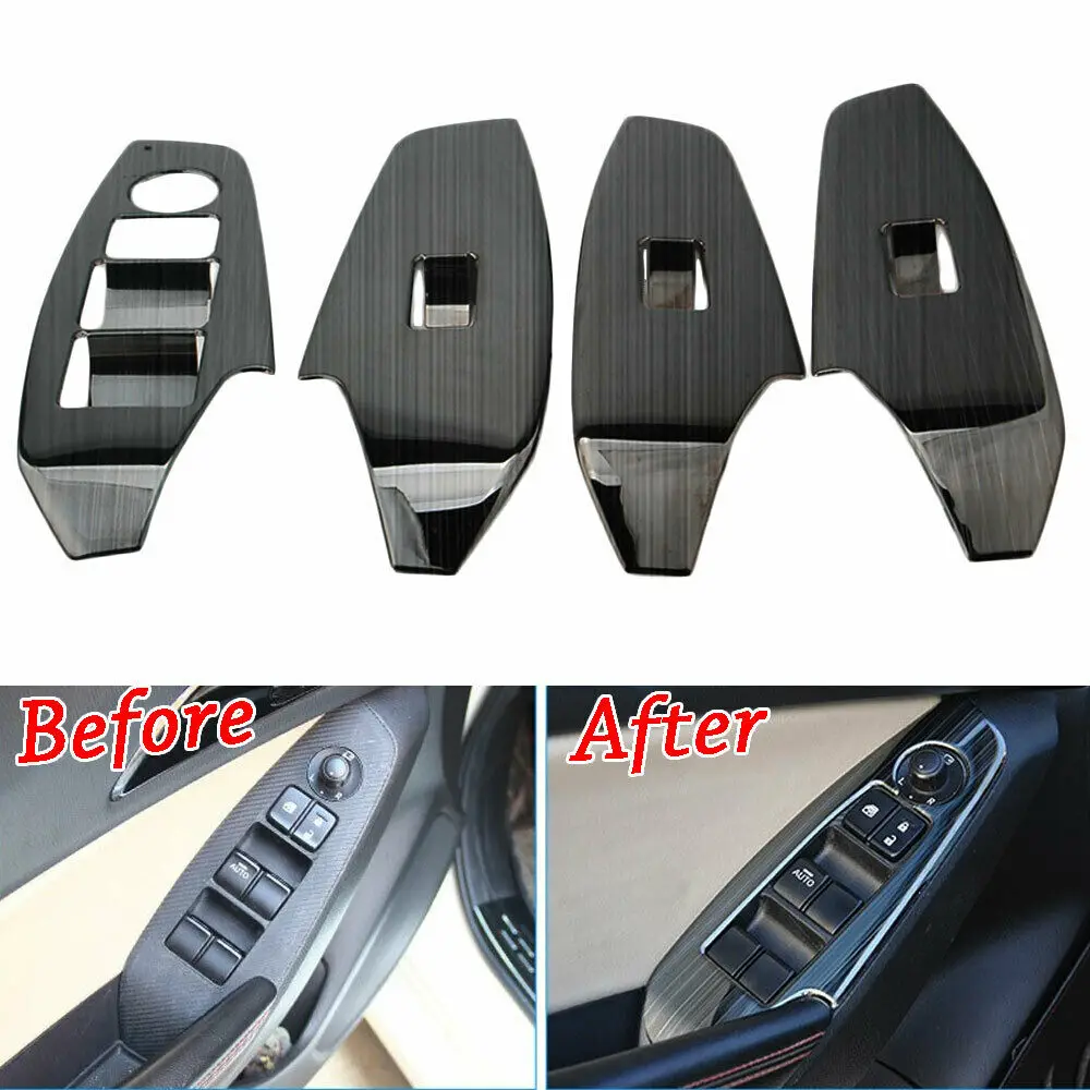 Barbacoa @ FUKA negro titanio puerta del coche ventana elevador ajuste botón cubierta ajuste para Mazda 3 Axela 2017 interior del coche partes de palo