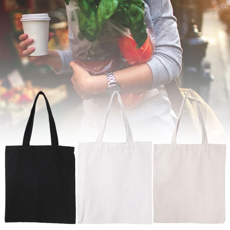 

DIY Canvas Tote Bag For Woman Fabric Shopping Shoulder Bags Blank Handmade Gift