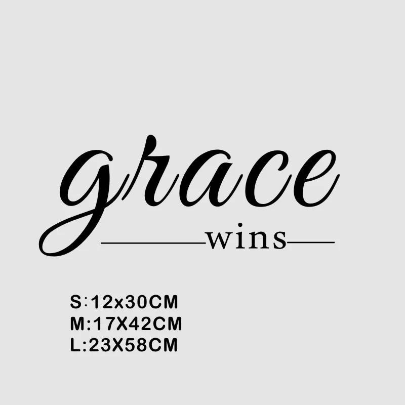 Grace Wins вдохновляющая Настенная Наклейка христианские настенные слова домашний