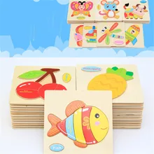 16 шт./лот животного Паззлы трехмерные красочные деревянные головоломки Развивающие Игрушечные лошадки Развивающие детские игрушки Раннее Обучение 14.8 см