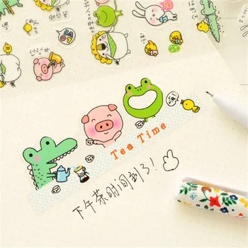 

1 Sheet Cute Frog Pig Crocodile DIY Adhensive Mini Stickers Stationery Decorative Stick Label School Office Supply